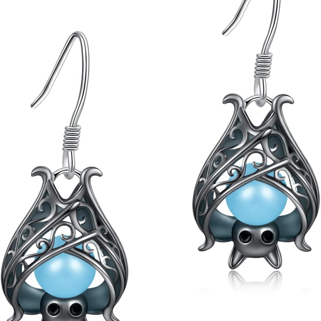 Cute Bat Earrings Sterling Silver Glowing In The Dark Animal Dangle Earring Litt